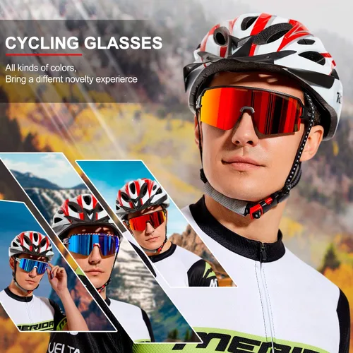 Vista 2 de FMY Gafas de sol polarizadas para ciclismo, lentes deportivos con protección UV400, para béisbol, correr, pescar, para hombres, mujeres y jóvenes