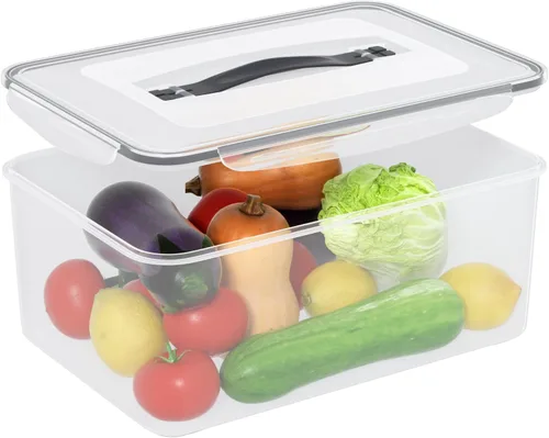 Vista 8 de Paquete de 4 recipientes herméticos de plástico transparente para almacenamiento de alimentos, caja de plástico de 15 cuartos de galón con tapa