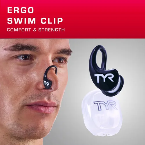Vista 2 de TYR, pinza de natación Ergo Lightweight Polyurethane Frame Hypoallergenic TPR Nose Pads Ideal for Front Mount Snorkels 100% Latex-Free