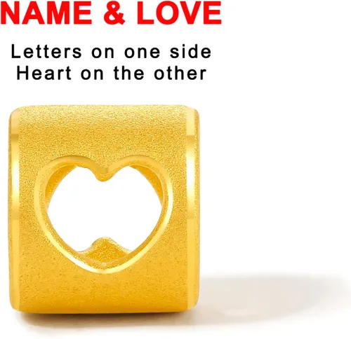 Vista 6 de ZHOU LIU FU Pulsera de Oro de 24K con Dijes de Iniciales, Pulseras Ajustables de Cadena Roja con Dijes de Letras y Corazón A-Z, Brazalete Apilable