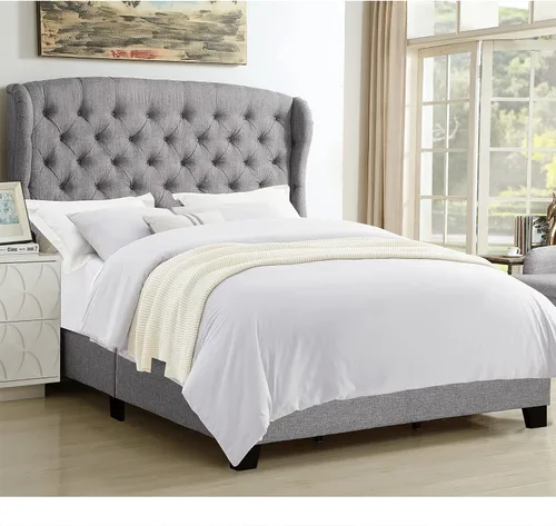 Vista 10 de Rosevera Marcelle - Marco de cama con respaldo de alas con cabecera ajustable de diseño distintivo, tapizado con botones para dormitorio, soporte