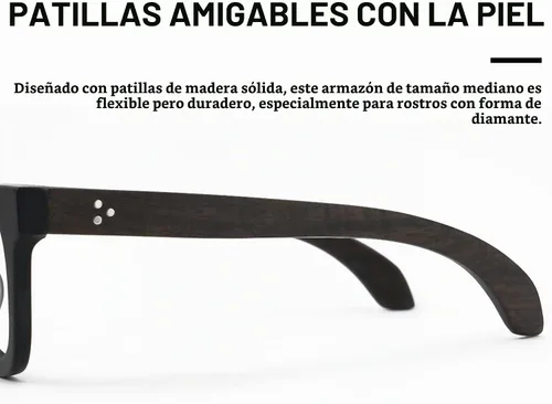 Vista 4 de Zeelool Retro Grueso Rectángulo Madera Brazo Gafas Marco para Hombres Sin Prescripción Lente Transparente Sam FP0432, Fp0432-01 Negro