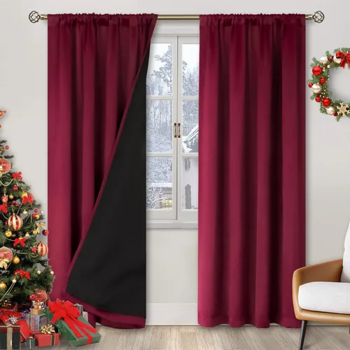 Vista 121 de BGment - Cortinas opacas para sala de estar de 63 pulgadas de largo, juego de 2 paneles, cortinas para oscurecer toda la habitación, cortinas