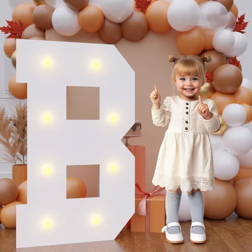 Vista 10 de Letras de marquesina de 3 pies de alto, letras y para decoraciones de fiesta de cumpleaños Light up Letters without Sidewalls, Lightweight Foam