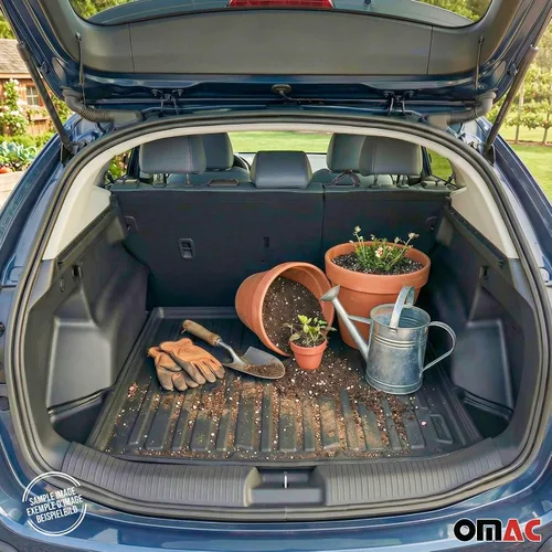 Vista 4 de OMAC Alfombrillas para maletero Honda Fit Hatchback 5 puertas 2007-2008 Moldeado 3D Cargo Liner - Negro - Caucho - Protección para todo