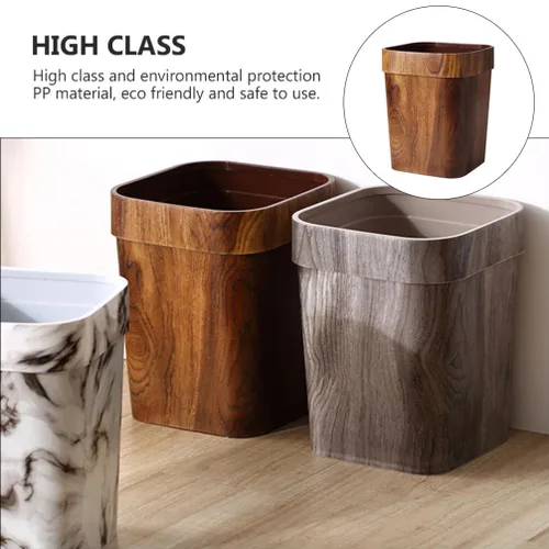 Vista 4 de Cabilock Bote de basura retro creativo de 14 l Imitado papelera sólida para oficina en casa dormitorio baño estilo vintage cubo de basura