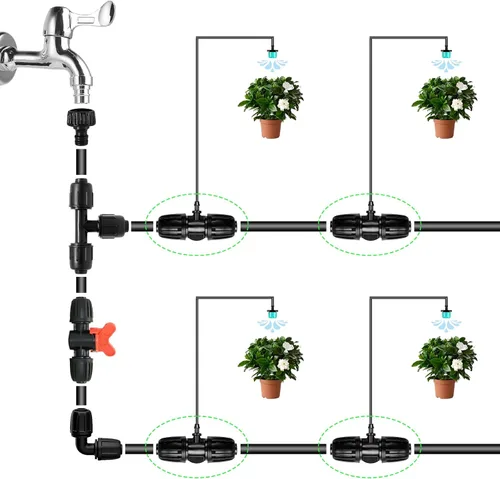 Vista 5 de Paquete de 10 accesorios de riego por goteo, conectores en T de púas de bloqueo para tubos de 1/2 pulgadas, camiseta de riego por goteo