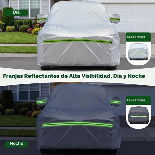 Vista 8 de AUQDD Funda de automóvil sedán de 6 capas de alta calidad, impermeable, para todo tipo de clima, resistente a la intemperie, protección solar UV