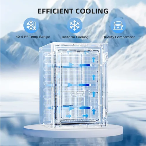 Vista 4 de Antarctic Star Refrigerador de Bebidas de 18L, Enfriador de 24 Latas, Mini Refrigerador con Compresor Silencioso, Luz LED, Refrigerador Pequeño