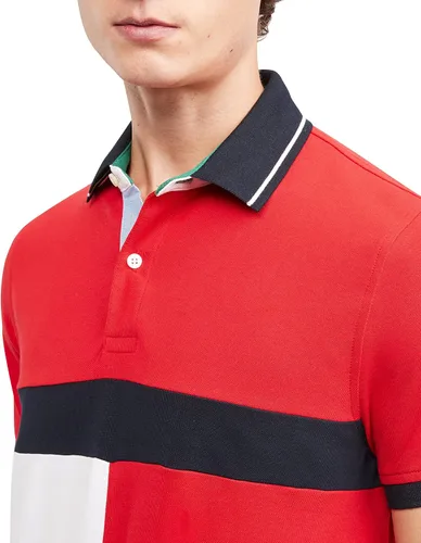 Vista 4 de Tommy Hilfiger Polo de manga corta de algodón con estampado de bandera de piqué para hombre en ajuste regular