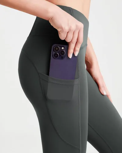 Vista 4 de QUEENIEKE Leggings cruzados para mujer, cintura alta, suaves, con control de abdomen, pantalones de yoga con bolsillos