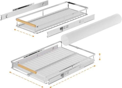 Vista 6 de SANNO Organizador de gabinete extraíble, organizador de gabinete deslizante expandible, estante deslizante de cocina debajo del fregadero, estantes