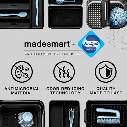 Vista 5 de madesmart Bandeja de cubiertos clásica antimicrobiana de alta calidad, agarre suave, cajón de cocina antideslizante, 5 compartimentos, organización