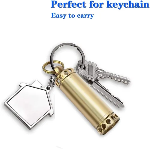 Vista 4 de Pastillero para llavero, mini pastillero portátil de latón impermeable para bolsillo de bolso, pequeño estuche para pastillas para viajes al aire