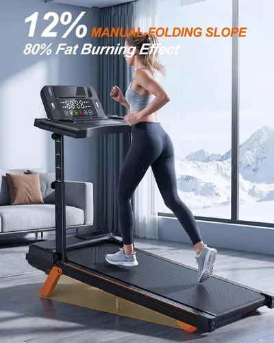 Vista 3 de 12% Incline Multifunctional Walking Pad with Height-Adjustable Handle Bar and Built-in Removable Desk, 8.0MPH/3.5HP Small Treadmill, 350LBS