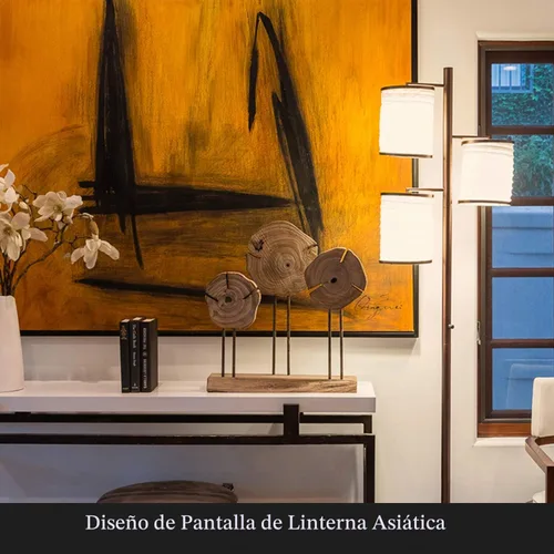 Vista 5 de Brightech Liam - Lámpara de árbol alto con pantalla de linterna asiática para salas de estar y oficinas, lámpara de pie con 3 bombillas LED