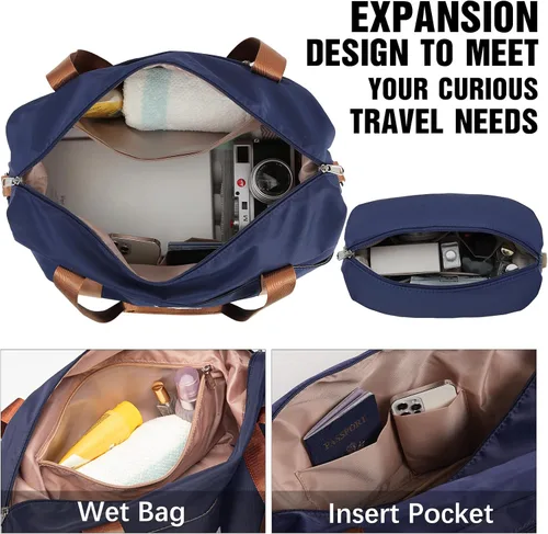 Vista 6 de LONG VACATION Juego de equipaje de 4 piezas de ABS hardshell TSA Lock Spinner Ruedas equipaje de mano en maleta, marino, Abs Hardshell Tsa Lock