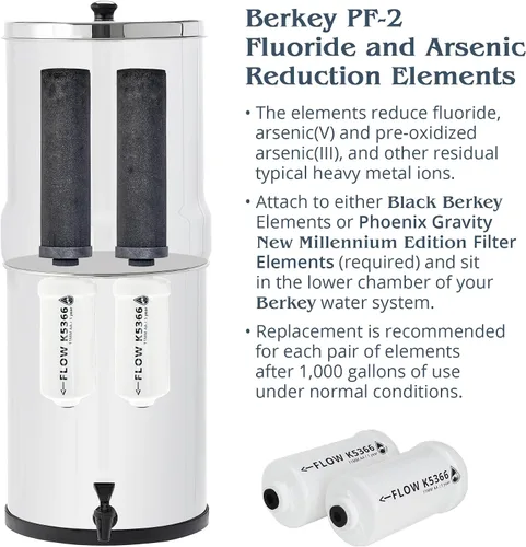 Vista 3 de Berkey Elementos auténticos de reducción de fluoruro y arsénico Berkey PF-2 (conjunto de 2 elementos)