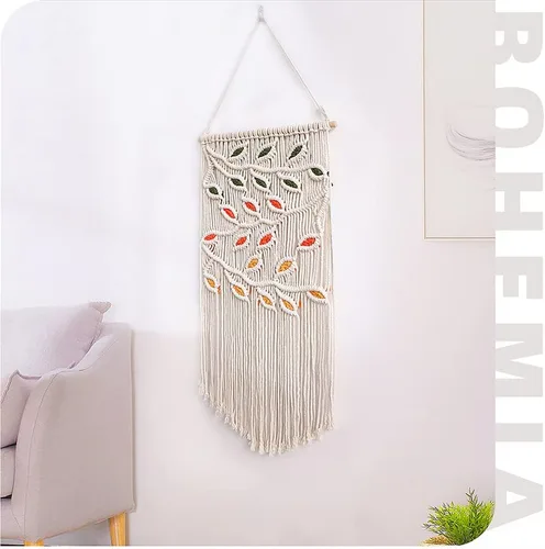 Vista 4 de BMIDRUT Tapiz colgante de macramé, tejido a mano, atrapasueños, decoración de pared para el hogar, frontón de 16 x 30 pulgadas