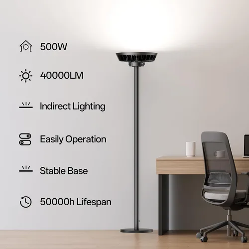 Vista 5 de Homelist La lámpara de pie de iluminación indirecta más brillante, 500W 40000LM lámpara de pie súper brillante para habitación oscura, lámpara
