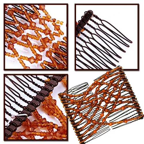 Vista 8 de 3 piezas de accesorios para el cabello con cuentas elásticas vintage mágicas para mujeres, señoras, niñas, pinzas elásticas para el cabello