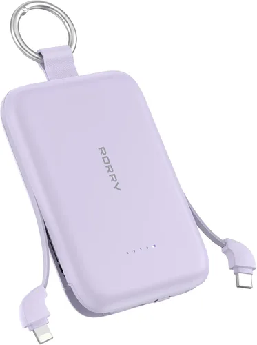 Vista 9 de RORRY CharmGo - Cargador portátil, 10000 mAh PD 30 W, cargador portátil de carga rápida con cables integrados, llavero de viaje para iPhone Negro