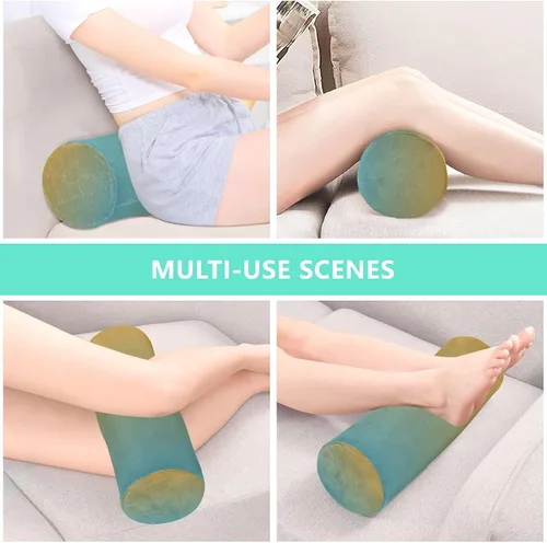 Vista 7 de Almohada cervical para el cuello con degradado azul y amarillo, almohada cervical con funda extraíble lavable, almohadas de cuello de espuma