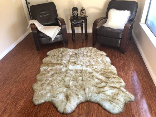 Vista 28 de LAMBZY Alfombra de piel de oveja auténtica, parte inferior gruesa y fuerte, fácilmente lavable, resistente a las manchas, perfecta para sala