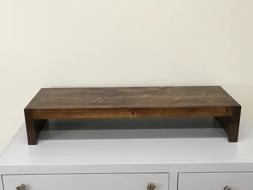 Vista 4 de TV/Monitor de Riser Stand moderno estilo rústico en Solid Cottonwood 26" W & 38" Amplia, Coffee