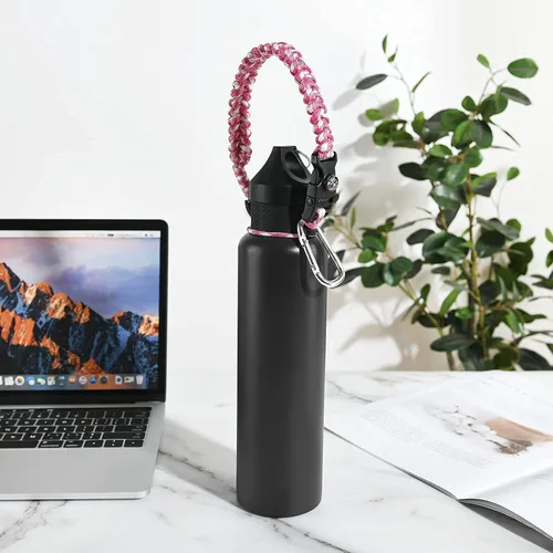 Vista 2 de Mango de cuerda de paracaídas para botella de agua Hydro Flask 2.0 de boca ancha y estándar, soportes de correa duraderos y cómodos