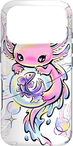 Vista 30 de Cute Kawaii Axolotl Purple Magical Crystals Case for iPhone 17