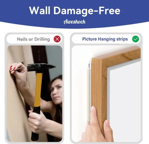 Vista 4 de Tiras para colgar cuadros resistentes, colgadores de fotos para colgar sin daños, kit para colgar cuadros, ganchos para colgar sin clavos, 21 pares