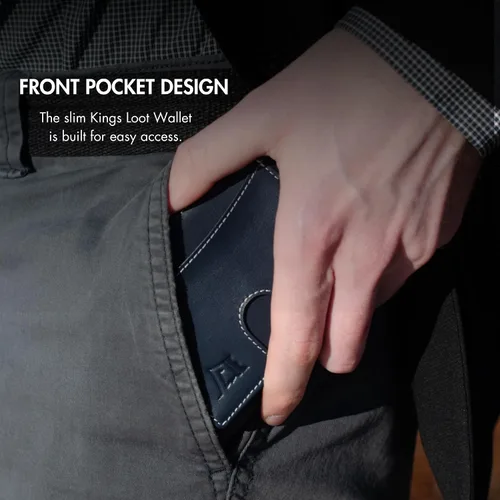 Vista 3 de Kings Loot Carteras de cuero genuino Kings Fold para hombre, Negro -, Cartera Rfid