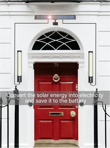 Vista 4 de Luces con sensor solar, iluminación de alto brillo para exteriores, detección de movimiento, panel de carga solar independiente, iluminación manual
