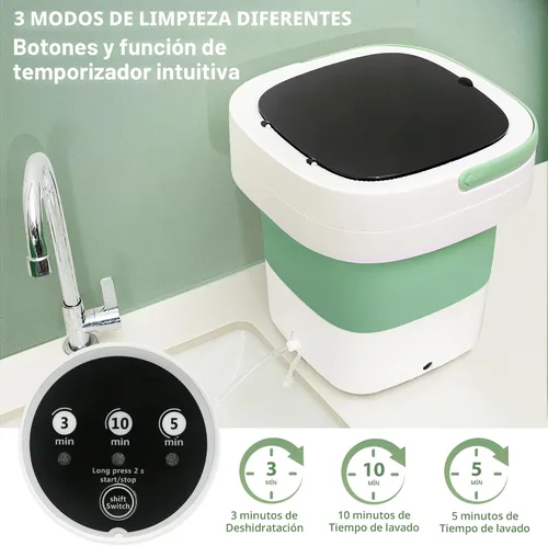 Vista 2 de Lavadora portátil de 20 L, mini lavadora plegable con secadora giratoria, 3 modos de limpieza para ropa de bebé, ropa interior y calcetines
