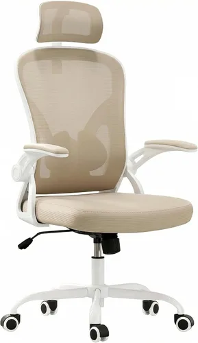 Vista 9 de Silla giratoria ergonómica de oficina con reposacabezas ajustable 3D y soporte lumbar, silla de escritorio con respaldo alto con brazos abatibles