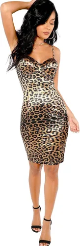 Vista 5 de SheIn - Vestido estilo ajustado con estampado de leopardo, vestido entallado con corsé y tirantes