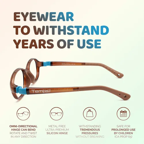 Vista 5 de Tempo Gafas irrompibles para niños - Gafas de moda flexibles para niños - 3005