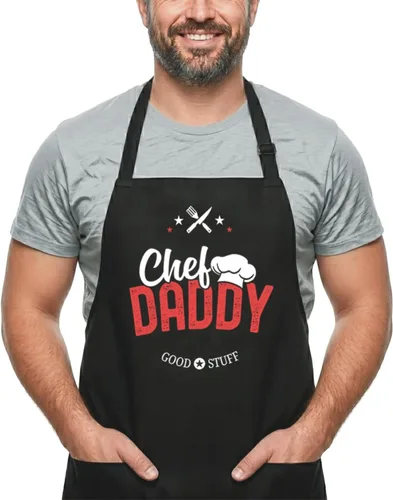 Vista 8 de Divertidos delantales de cocina – Delantal ajustable para barbacoa de chef – 2 bolsillos y correas extralargas Best Mom Ever