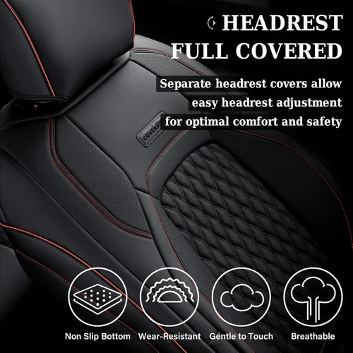 Vista 21 de Coverado Juego completo de fundas de asiento de ajuste personalizado para Chevy Silverado/GMC Sierra 2014-2018 1500, 2015-2019 2500HD 3500HD Negro
