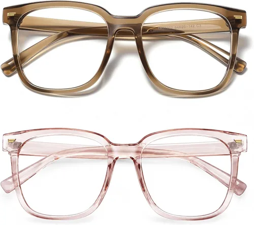 Vista 10 de PANNER Gafas cuadradas de gran tamaño con bloqueo de luz azul antideslumbrante para computadora Naranja claro