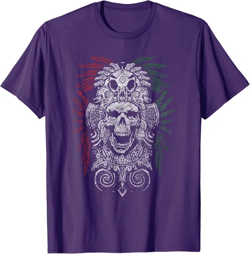 Vista 26 de Camiseta de Calavera Azteca con máscara Mayas Calavera Azteca, Negro