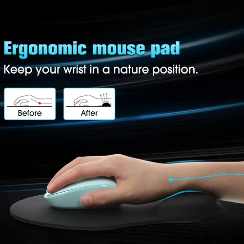 Vista 3 de Yunsailing Paquete de 8 alfombrillas ergonómicas para mouse con soporte para reposamuñecas, almohadilla de espuma viscoelástica de gel para mouse