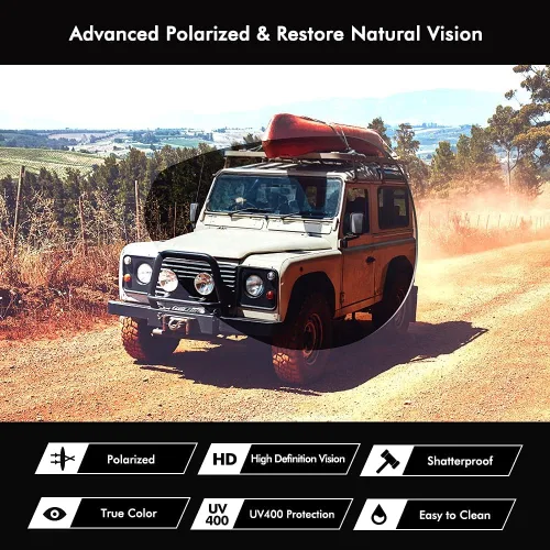 Vista 6 de Crabegg Gafas de sol polarizadas de aviador para hombres y mujeres, protección UV 400, 2.480in, lente espejo sin montura para pesca y conducción