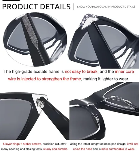 Vista 4 de Flat Top Gafas de sol para hombres mujeres Retro Designer Square Succinct Style gafas de sol lente transparente UV400