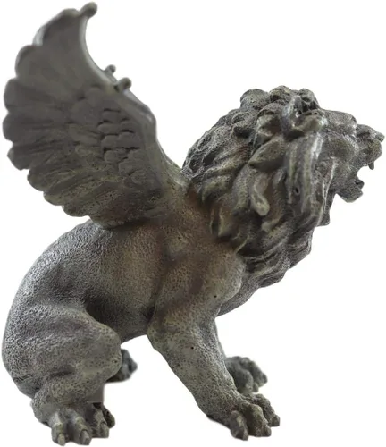 Vista 5 de Ebros Gift Estatua de gárgola de león rugiente alado gótico de 7 pulgadas de alto, símbolo de majestad realeza, poder dominio, macabro, mítico