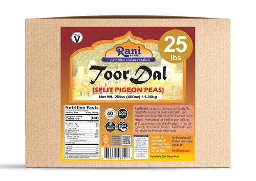 Vista 6 de Rani Toor Dal (guisantes de paloma dividida) 400 oz (25 libras) 25.0 lbs Caja a granel ~ Todo natural Apto para gluten Sin OMG Vegano Origen