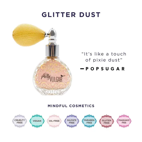 Vista 2 de Pretty Vulgar Polvo de purpurina, espray de purpurina para todo el cuerpo para cara, cabello y cuerpo, polvo en aerosol brillante, spray iluminador