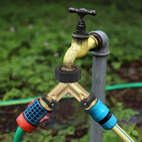 Vista 5 de Twinkle Star - Divisor de manguera de jardín de 2 vías, conector Y, adaptador de manguera de jardín de latón