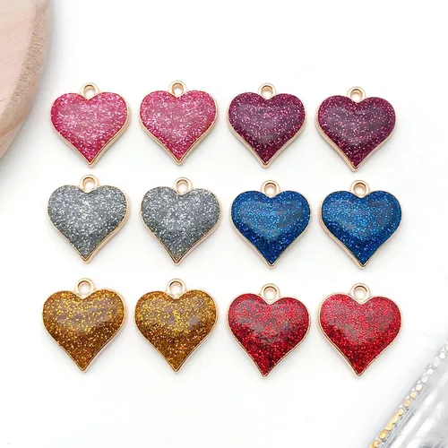 Vista 4 de WOCRAFT 24 dijes de pulsera de corazón de amor para hacer joyas, San Valentín, boda, rosa, flor, para bricolaje, collares, llaveros y suministros